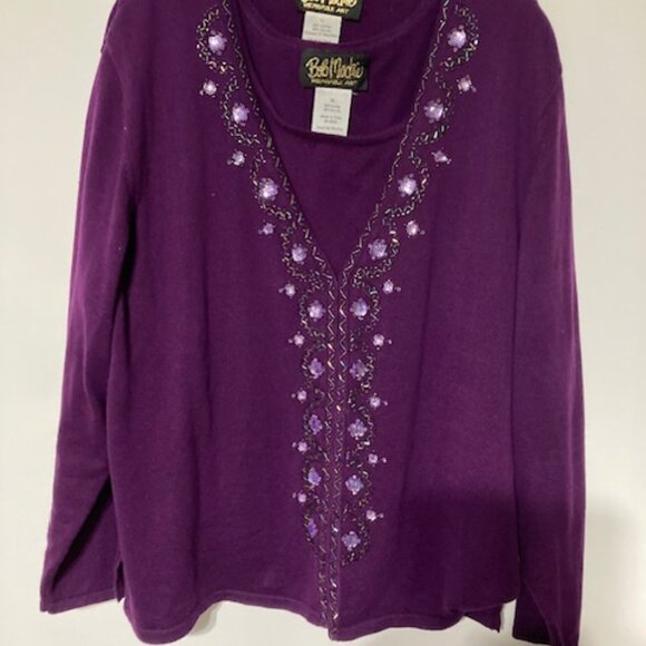 Bob Mackie Wearable Art Cardigan Sweater with Tank – Used - Picture 1 of 11